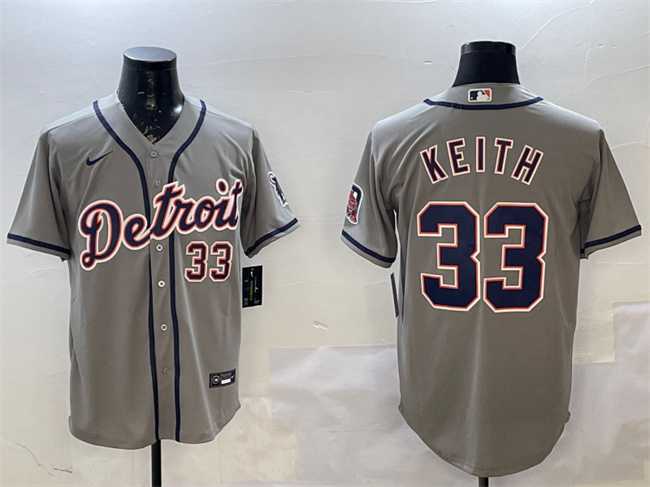 Men%27s Detroit Tigers #33 Colt Keith Gray Cool Base Stitched Jersey